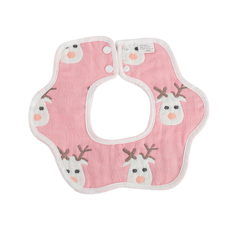 Pure Cotton Bib Six-Layer Gauze Absorbent Infant Saliva Napkin Newborn Baby Waterproof Petal Bib