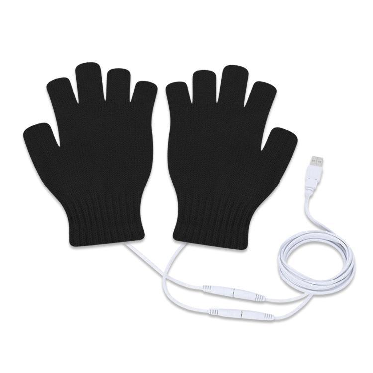 USB heating gloves for men and women couples heating electric warm knitted half finger touch screen warm wool winter electric heating function
