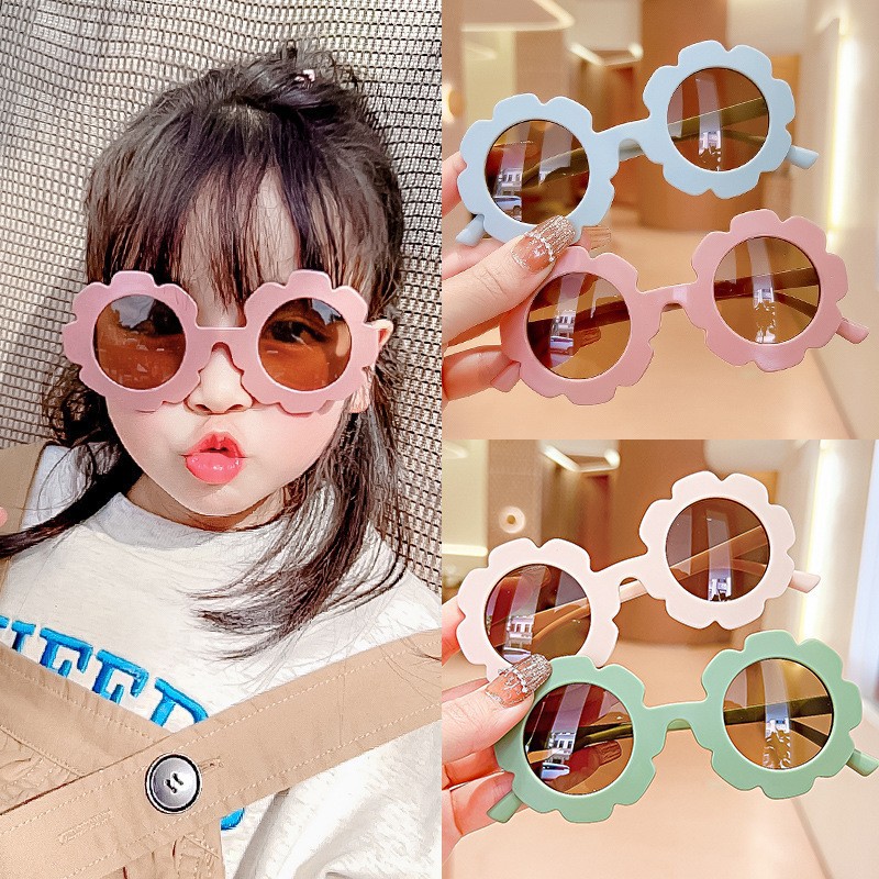 New children's cartoon glasses Korean frosted frame sunglasses candy color cute sunflower frame baby glasses
