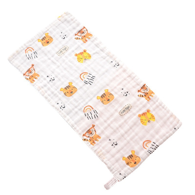 Baby Gauze Face Wash Towel Soft Absorbent High Density Printed Newborn Baby Face Wash Gauze Square