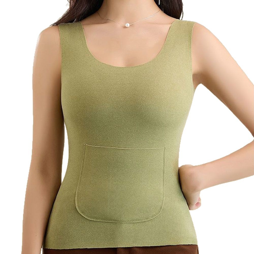 Factory Direct Sale Popular Foreign Trade Double-Pocket Warm Waist-Protecting Thermal Vest with Seamless Slimming Pockets for Autumn and Winter Plus-Size Tops