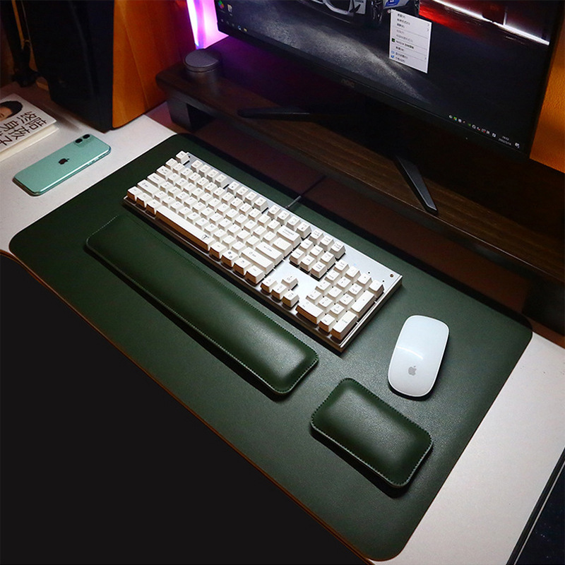 Source factory simple leather mouse pad oversized wrist keyboard hand rest solid color computer office wrist pad wholesale