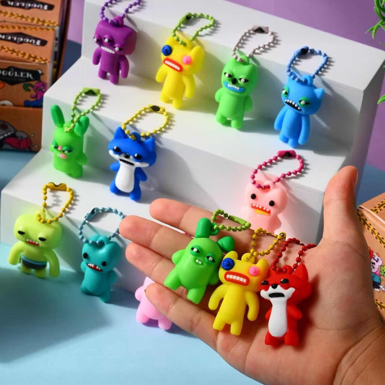 Cross-Border New 24-Piece Fuggler Cute Monster Pendant Keychain Doll Blind Box Funny Primary School Student Pendant