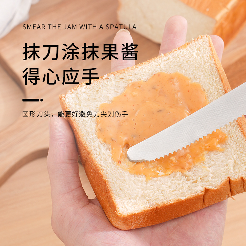 Western food steak knife fruit knife 8 inch double opening color plastic handle with serrated bread knife butter spatula