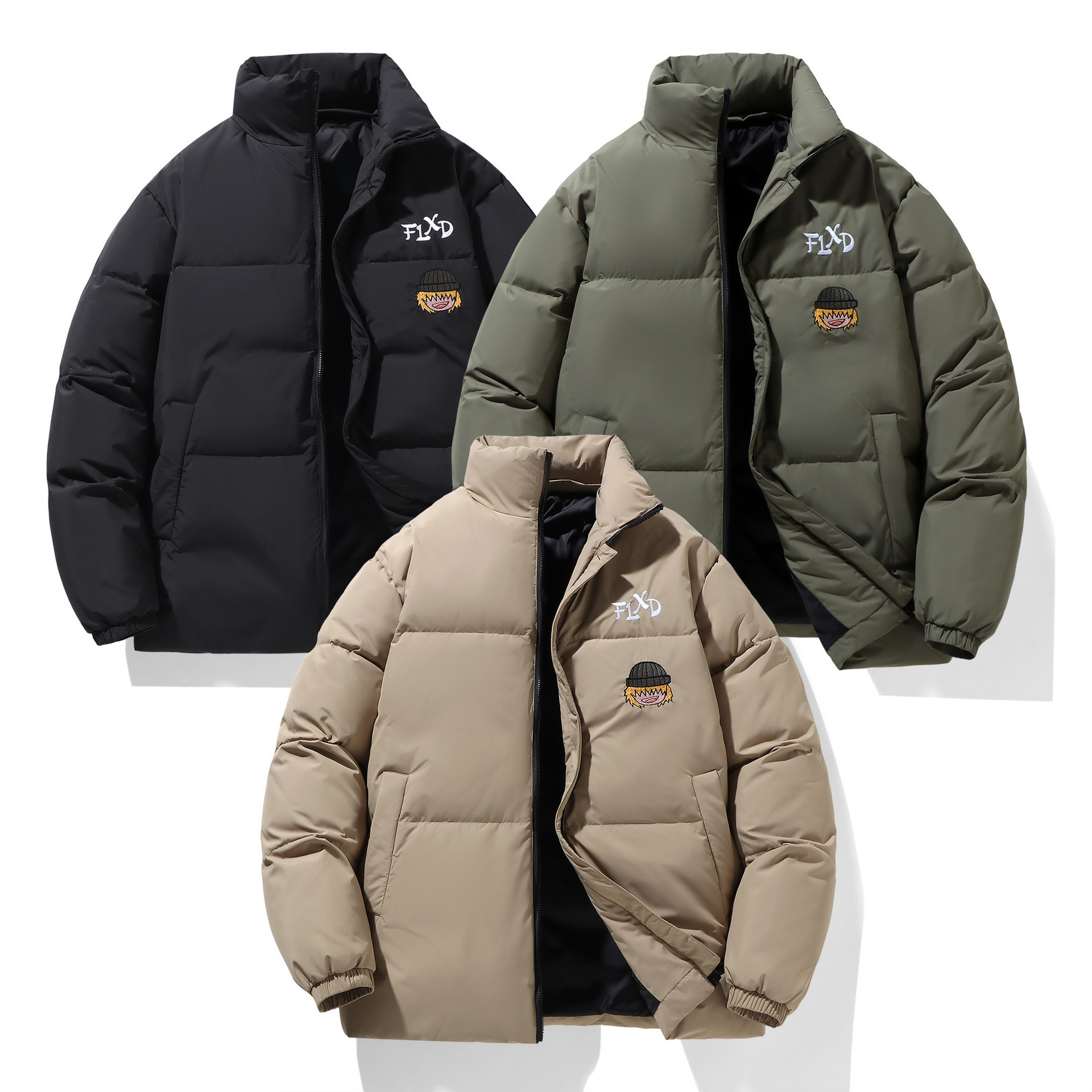 2025 New Style Thickened Warm Bread Suit Winter Coat Set Collar Plus Size Men's Sportswear Fat Man Loose