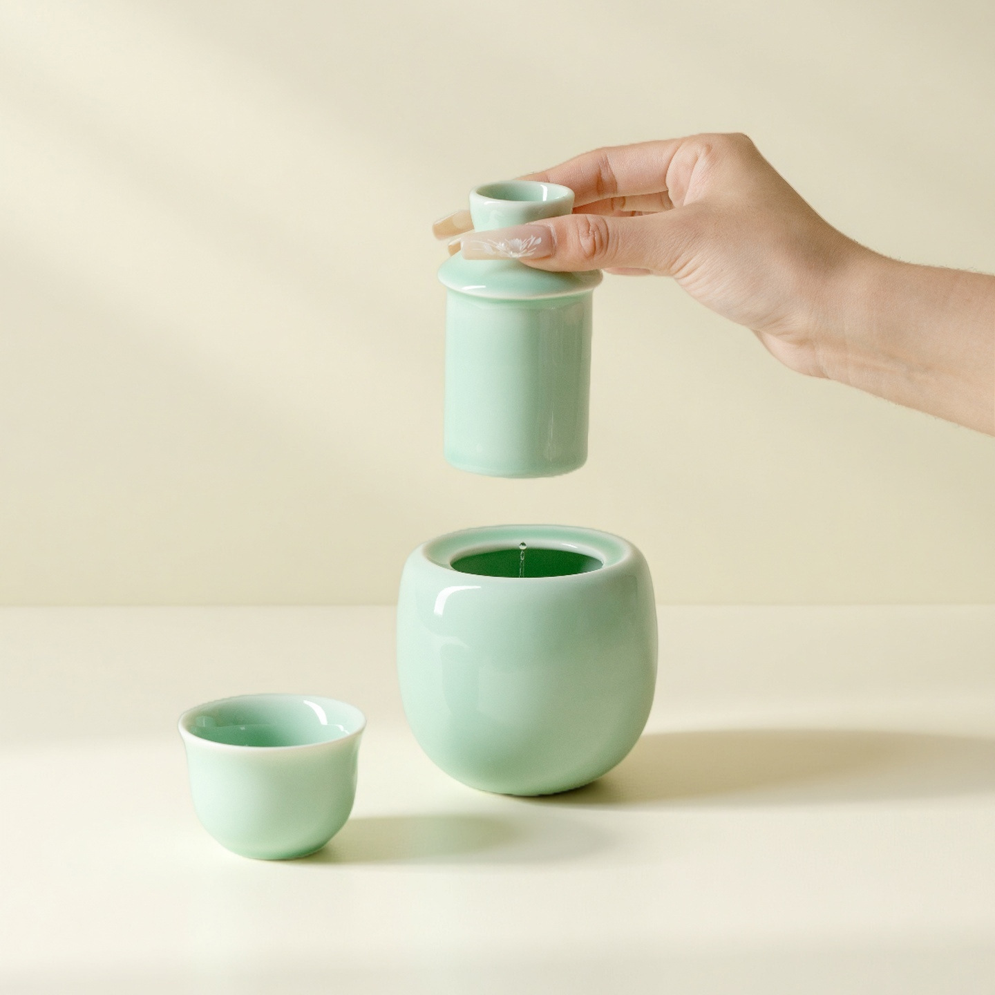 Mojing Celadon Plum Green Wine Warmer Ceramic Wine Pot Household Hot Wine Pot Yellow Wine Sake Set Clearance