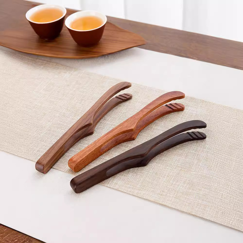 Ebony walnut rosewood tea clip curved clip Kung Fu Tea Cup clip tea ceremony six gentleman accessories wash cup clip