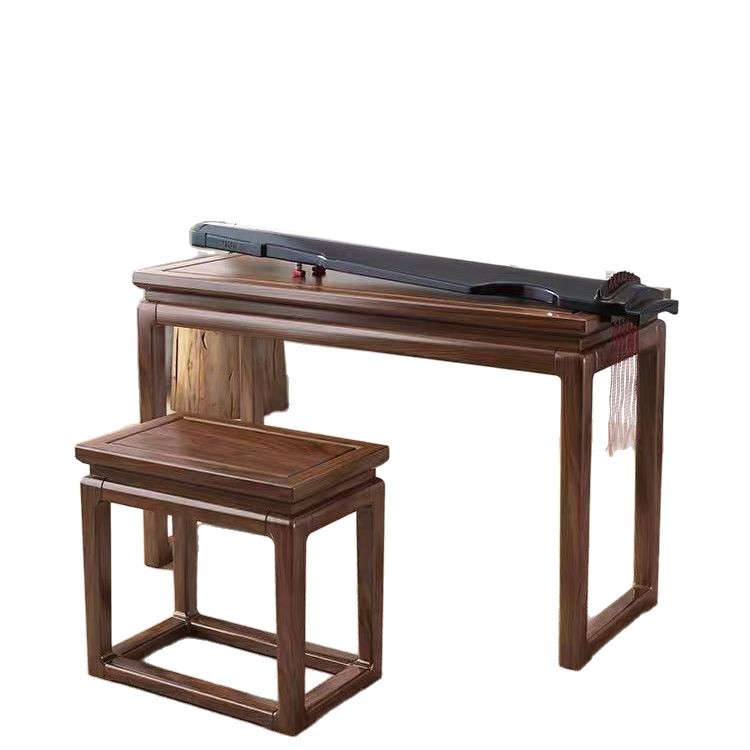 New Chinese-Style Elm Wood Zen Table, Antique-Style Zither Table, Resonance Zither Table, Zither Stool, Solid Wood Zither, Traditional Chinese Calligraphy Desk