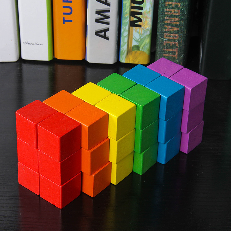 Color primary color wooden 3cm cube building block elementary school mathematics teaching aids cube small wooden block factory outlet