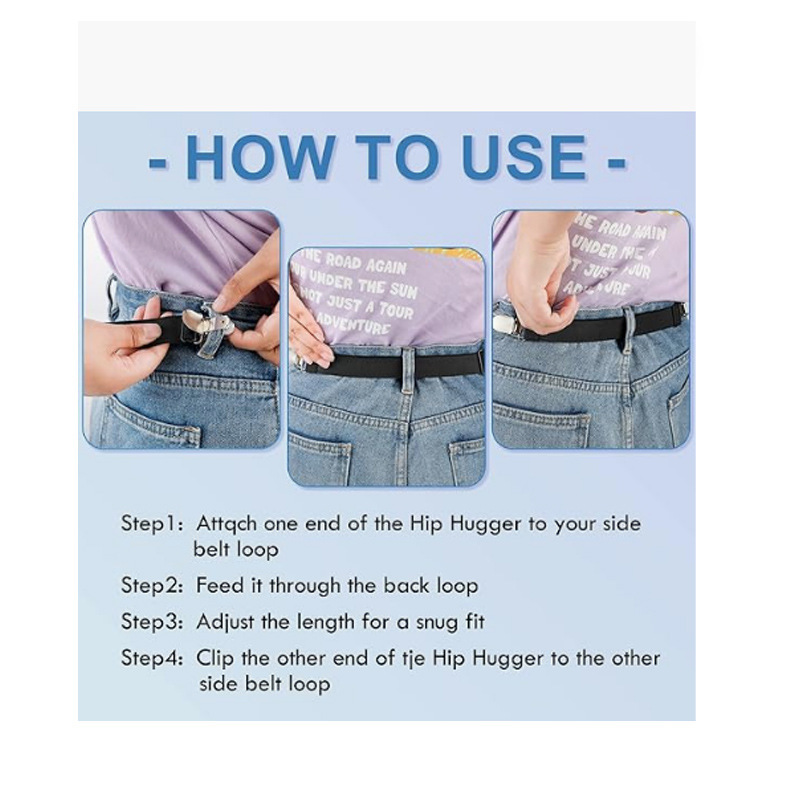 Adjustable Hip Elastic Waistband Pants Waist Cincher Pants Elastic Belt Clip Women Men Back Cincher