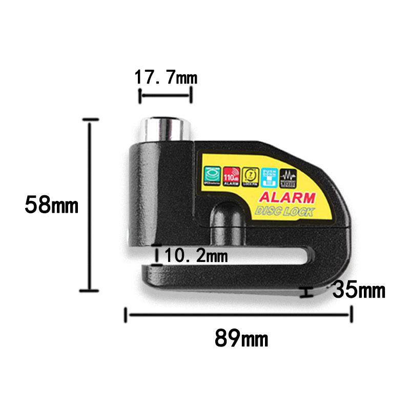 Bicycle Alarm Lock Motorcycle Disc Brake Lock Security Anti-theft Black Red Electric Vehicle Disc Brake Alarm Lock Wholesale