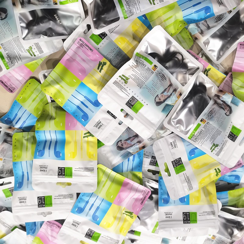 U19 music wired semi-in-ear subwoofer with microphone wire control color headphones bag headphones wholesale