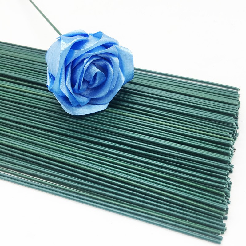 Wholesale No. 2 DIY Floral Wire 20cm Bendable 2mm Artificial Rose Glue-Coated Flower Stem Material Green Plant Material