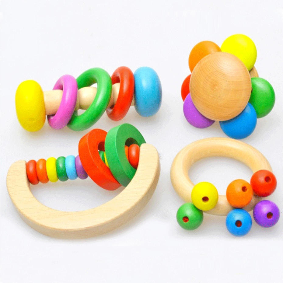 Children's Vocal Musical Instruments Digital Clock Building Blocks Shape Four Sets of Columns Around Beads Kindergarten Early Education Toys Wholesale Cross-border