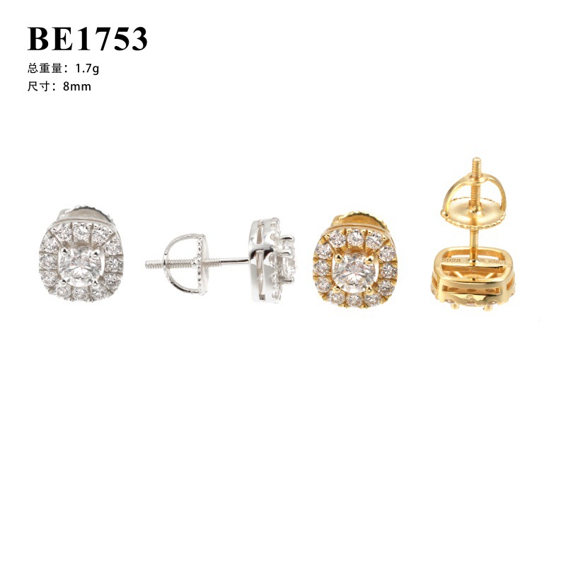 Cross-Border 8.5mm Four-Claw Round S925 Silver Inlaid Laboratory-Grown Diamond Hip-Hop European and American 1753 Best-Selling Model