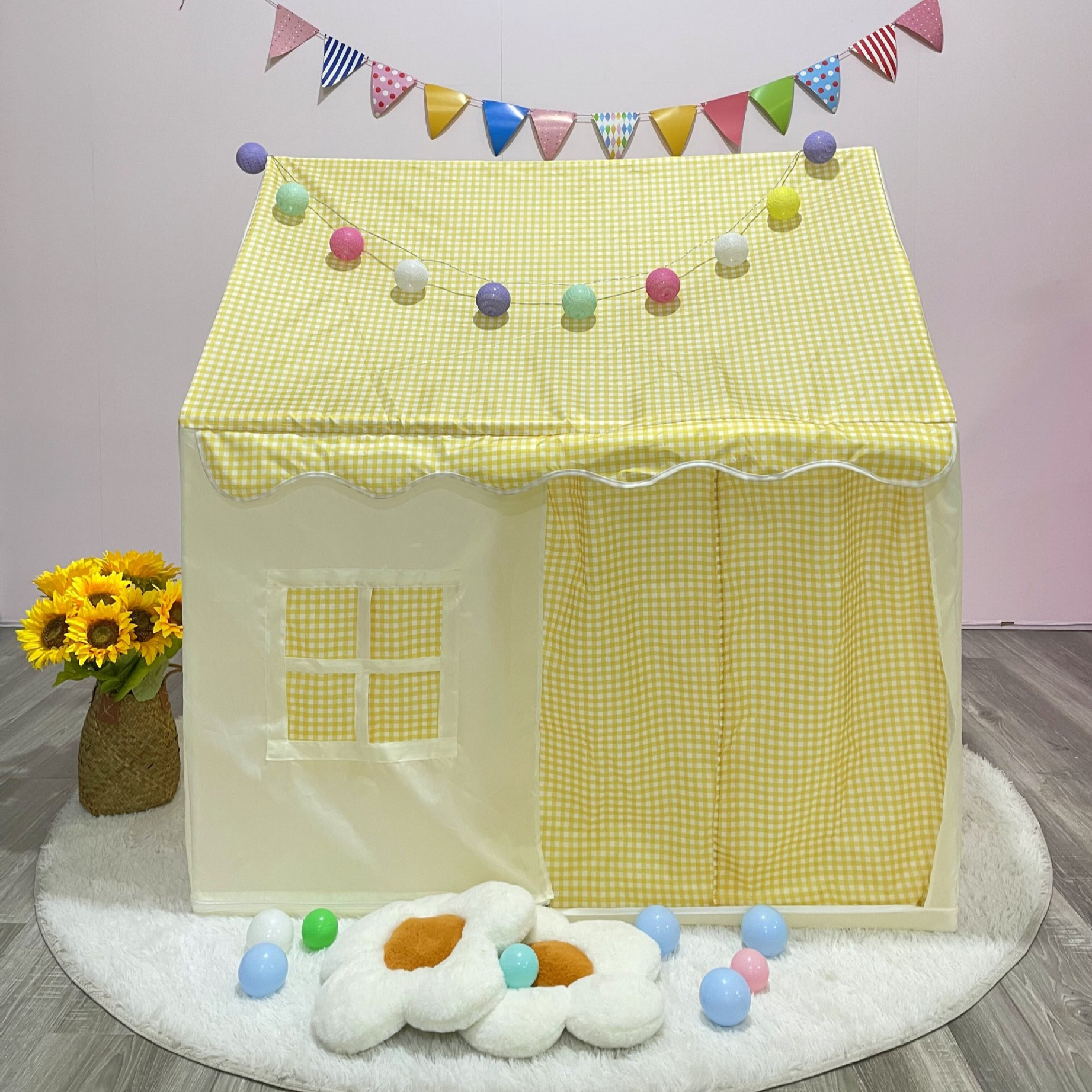 New Plaid Cottage Children's Tent Indoor Playhouse Boys and Girls House Princess Castle Children's Sleeping Tent