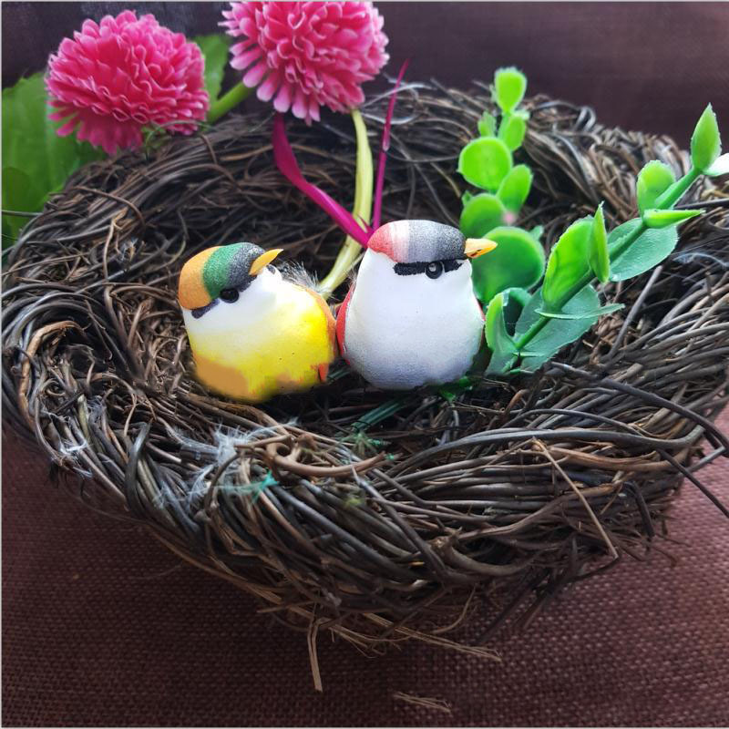 14cm clip six-color pearl hair imitation bird feather decoration bird