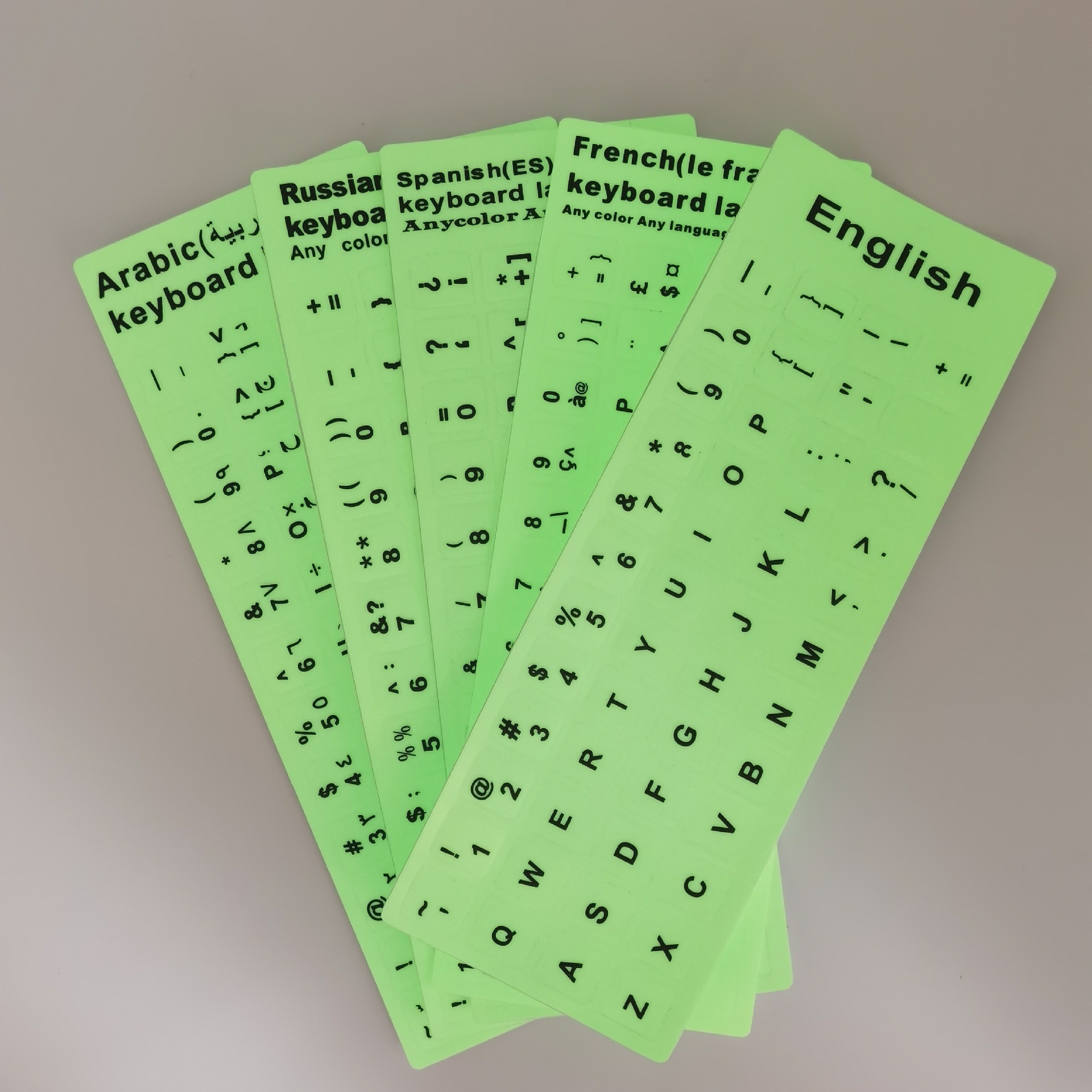 Cross-Border Black Keyboard Stickers Silicone Notebook Letters French English Russian Keyboard Stickers Multiple Languages Keyboard Film