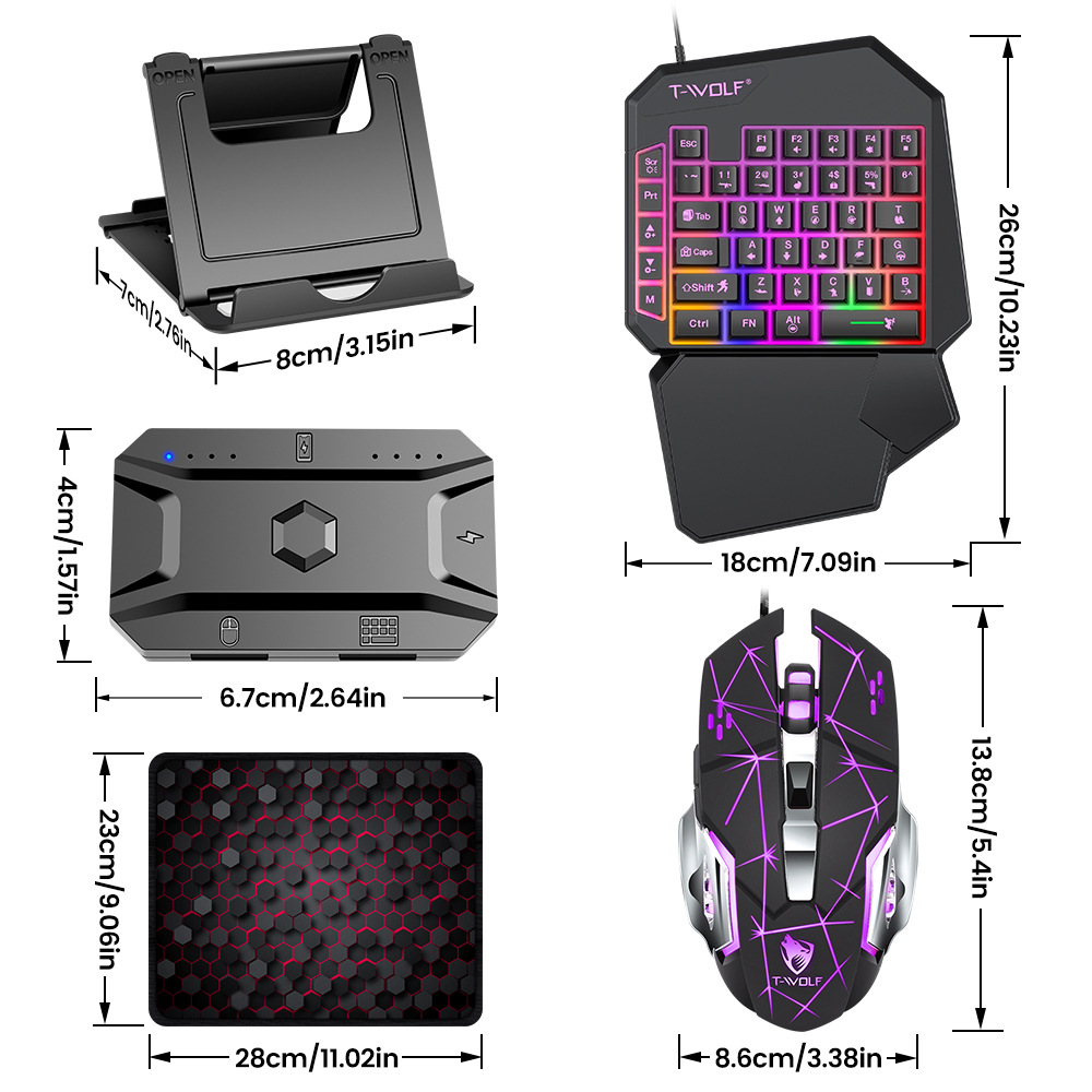 Tf950/T19/Tf900 Game Set Mobile Phone Tablet One-Handed Small Keyboard Mouse Peripheral Throne Adapter