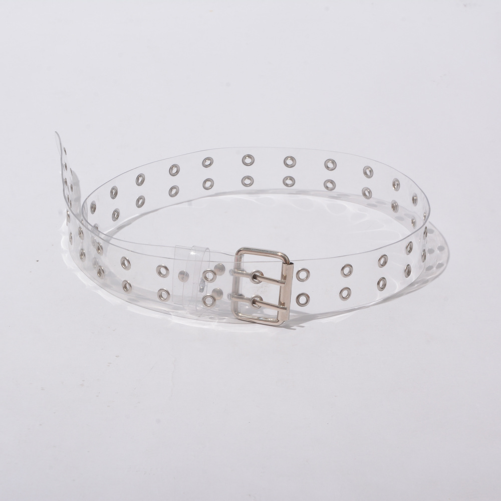 New Transparent Color Punk Style Double Row Air Eye Belt Women's Ultra-wide Slimming Jeans Short Skirt Belt