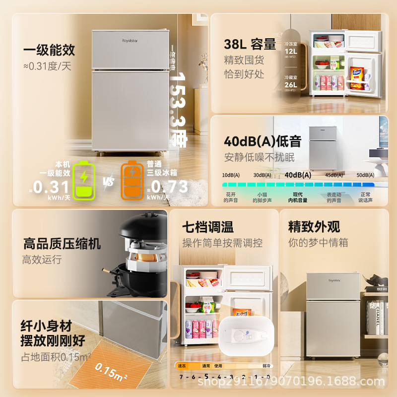 Royalstar First-Class Energy-Efficiency Small Refrigerator for Home Rental Dormitory Single-Person Energy-Saving Refrigerator