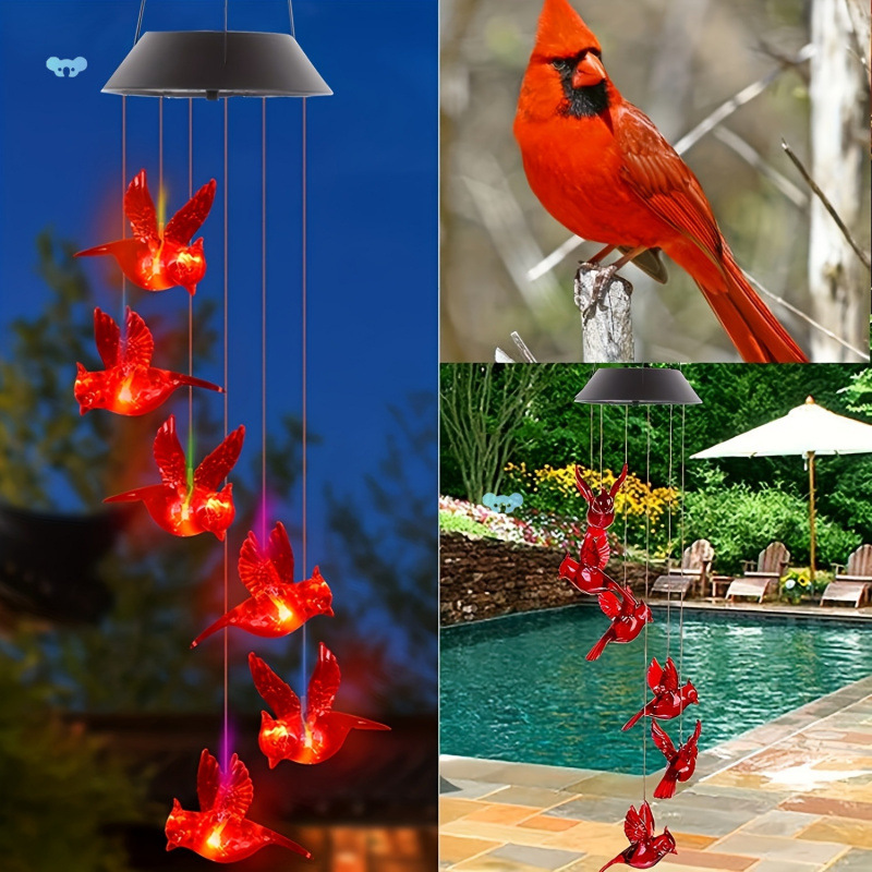 1Pc Outdoor Solar Flaming Bird Wind Chime Lights Outdoor6