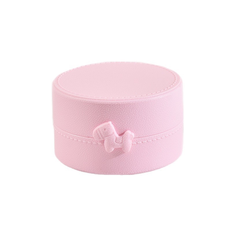 Small Jewelry Storage Box Single-Layer Round Bow Pony Pure Color with Lid Sticker Hairpin Portable Dust-Proof Box