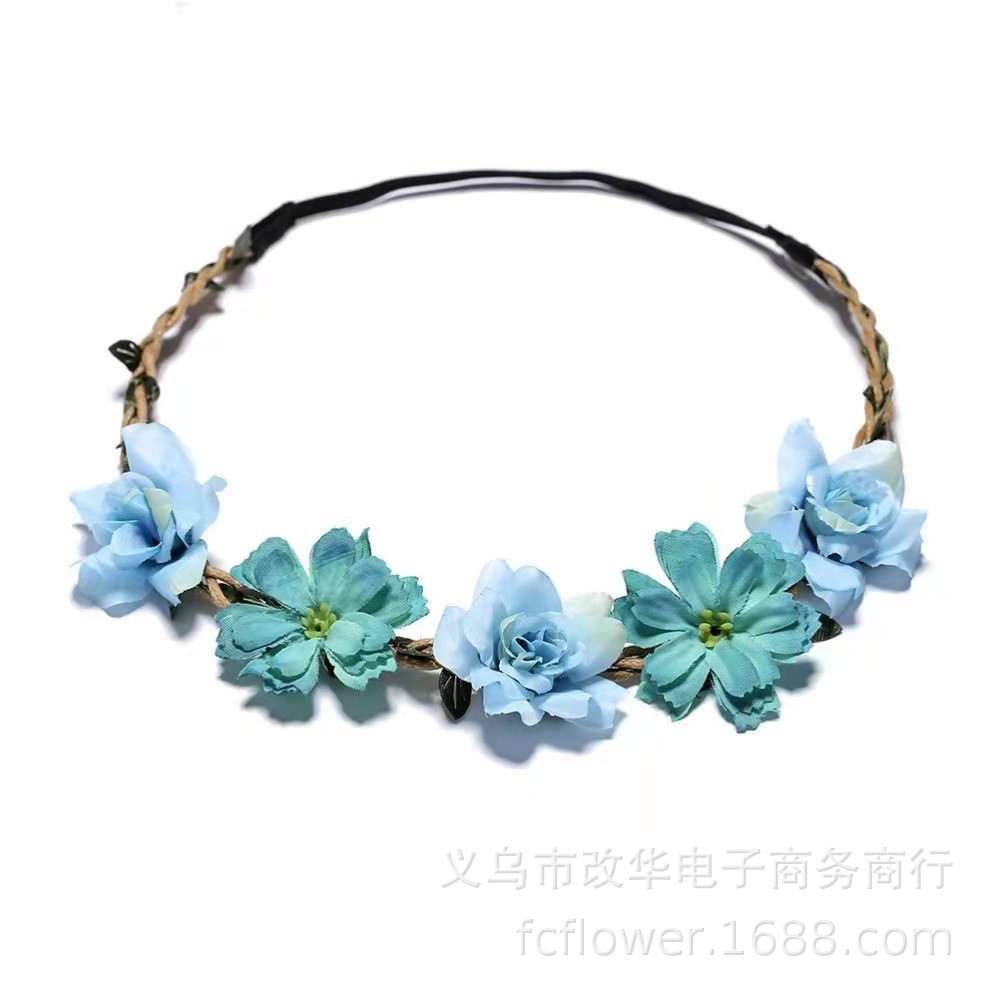 Cross-Border Garland Wholesale Bridal Hair Accessories Polish Mia Style Simulated Flower Headband Bridesmaid Headdress Hawaiian Headband