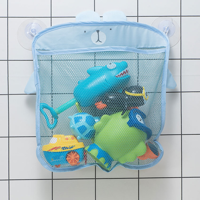 Children's Bath Toy Storage Mesh Bag Toy Bag Waterproof Drain Cartoon Cute Duck Baby Bathroom Hanging Bag with Suction Cup