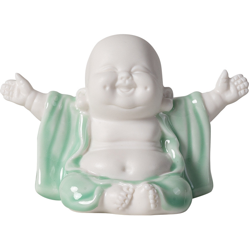 Creative New Chinese Ceramic Happy Maitreya Laughing Buddha Like Ornaments Home Living Room Entrance Tea Room Desktop Decoration Gifts