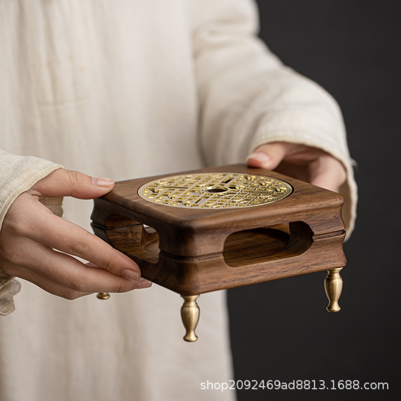 Walnut Tea Warmer Candle Holder Tea Brewing Device Milk Tea Warmer Incense Burner Tea Room Heating Base Wine Warmer Coffee Heater