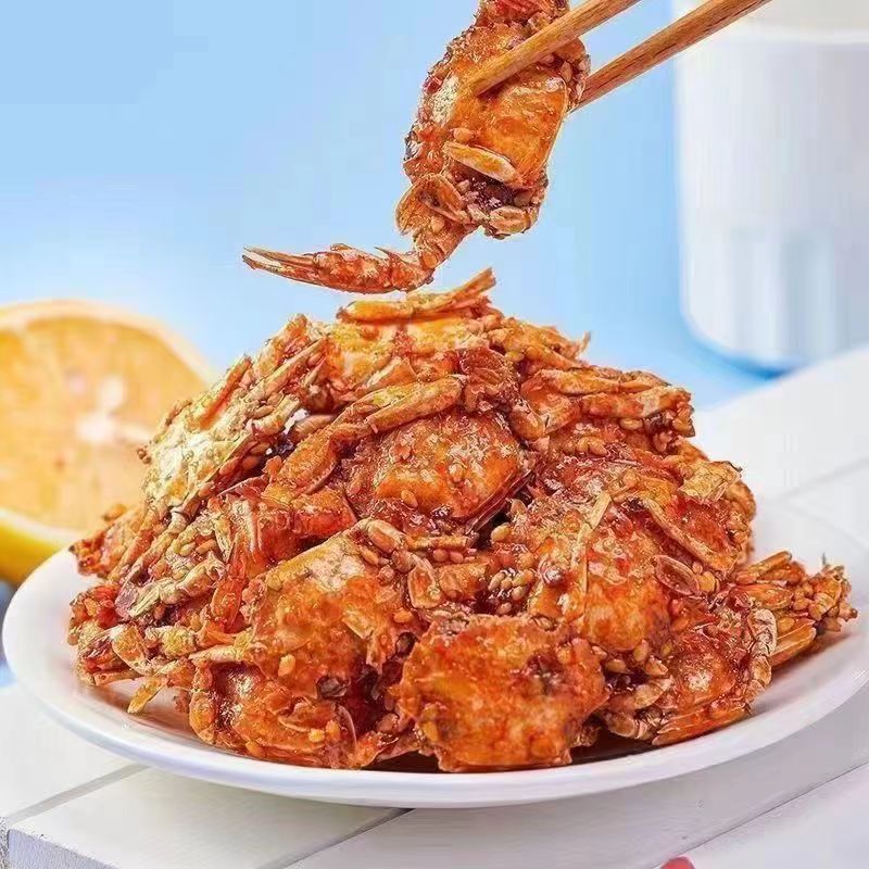 Ready-To-Eat Spicy Small Sea Crabs, Seafood Snacks from Childhood, Spicy Seafood Snacks, Sweet and Spicy Crispy Dried Crabs, Shandong Specialty