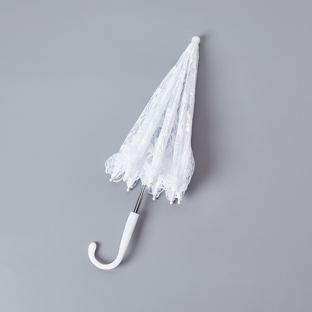 European Wedding Bride Props Umbrella White Lace Umbrella Stage Performance Umbrella Photography Craft Umbrella Rose Lace Umbrella
