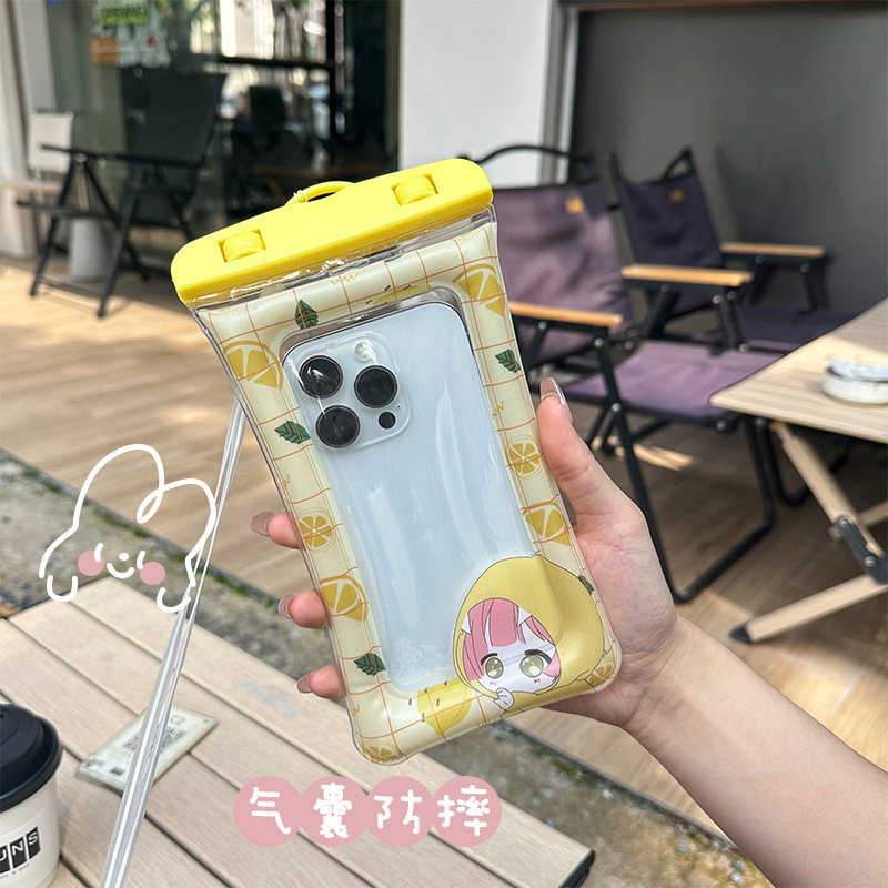 Wholesale mobile phone waterproof bag sealed touch screen swimming diving case drifting airbag hanging neck cartoon mobile phone bag custom