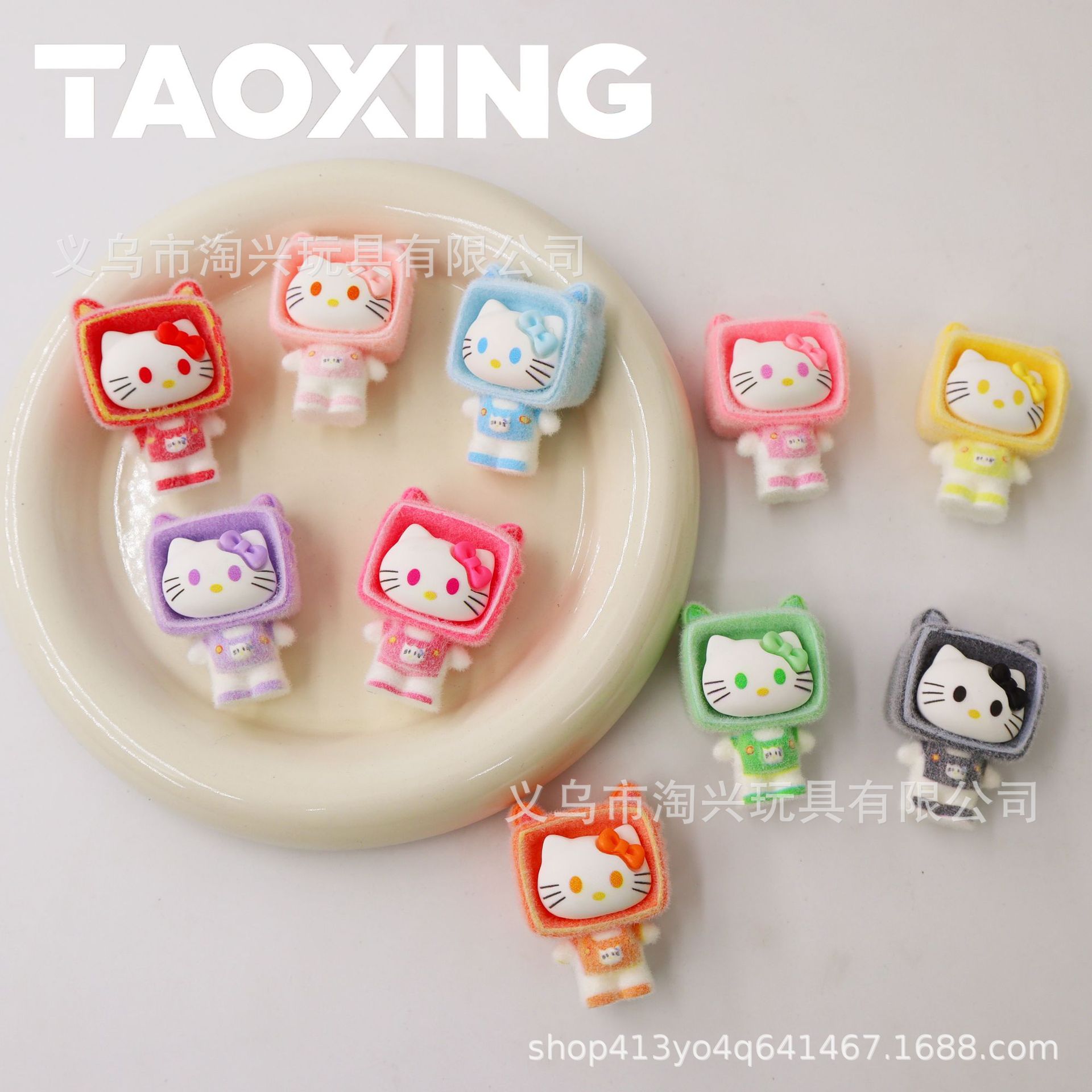 New Flocking Kt Tv Cartoon Cute Resin Office Ornaments DIY Jewelry Car Accessories Wholesale Ins Style