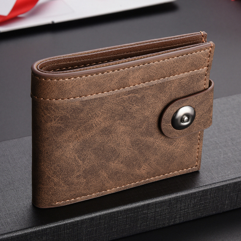 New Wallet Men's Short Wallet with Button High-value Leather Non-Logo Multi-card Coin Wallet Men's Card Holder