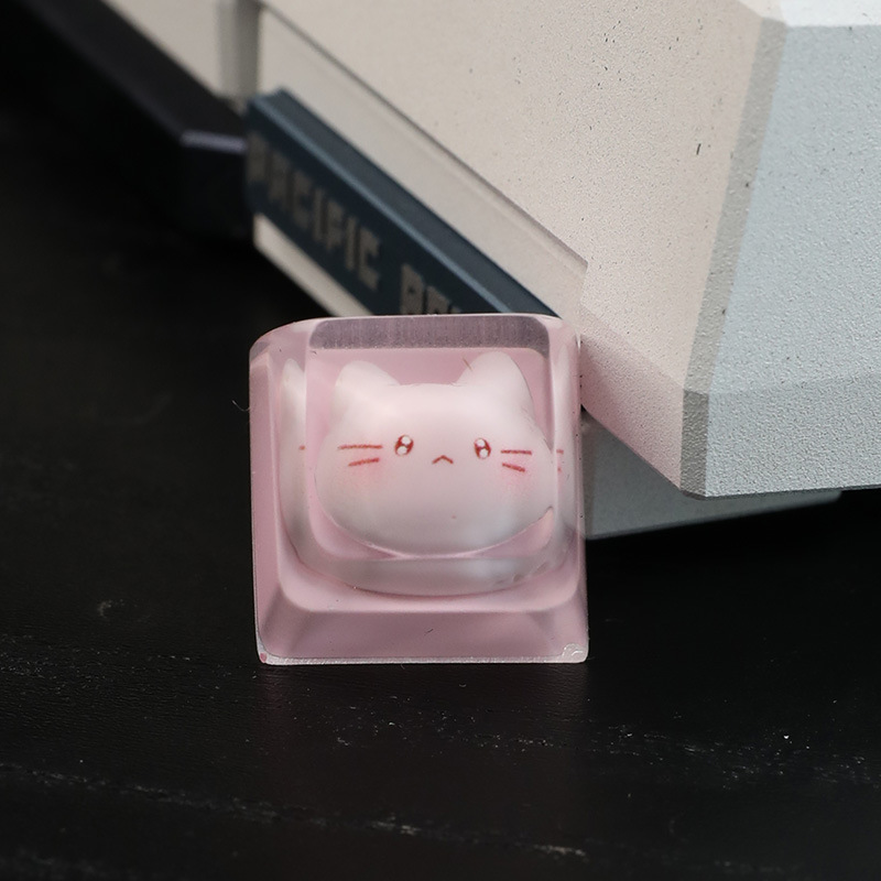 Personalized resin drop glue transparent cute cat keycap cross shaft mechanical keyboard keycap single height