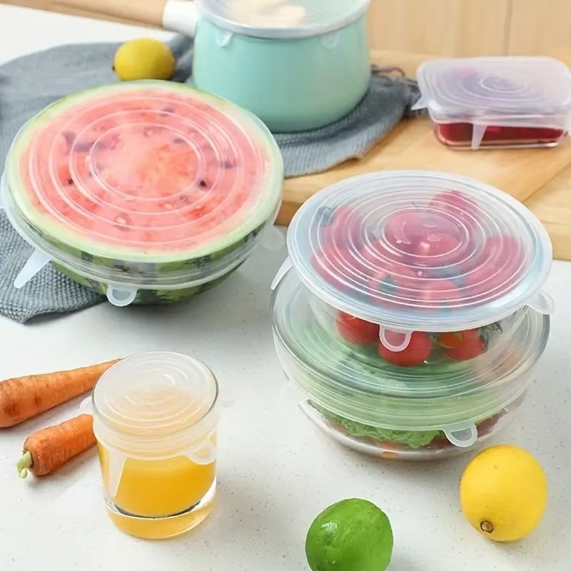 Silicone Fresh-Keeping Lid Food-Grade Silicone Fresh-Keeping Box Lid Silicone Fresh-Keeping Lid Smiley Face Sealing Lid Plastic Wrap Cross-Border