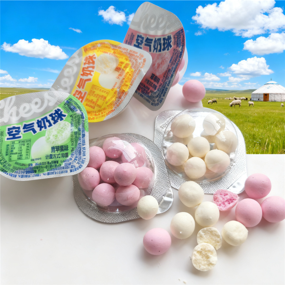 1.0kg Packs of Commercial Air Milk Balls, Original Flavor, Inner Mongolia Specialty, Crispy Milk Puffs, Popular Snacks for Wholesale