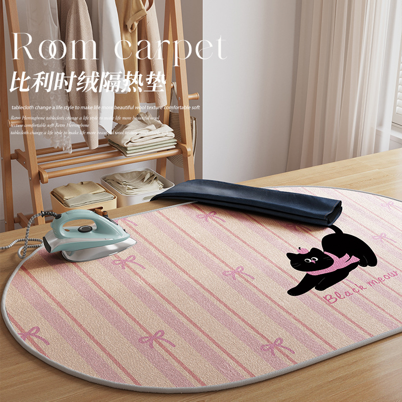 Ironing Mat for Home Use, Foldable Small Bed Clothes Ironing Board, Special Oval Mat, Hanging Ironing Board
