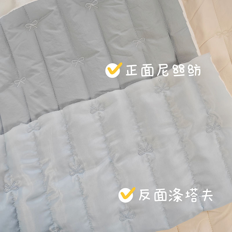 Vertical Quilted Quilted Cotton Fabric with Bow Embroider Korean Quilted Cotton Fabric Cosmetic Bag Cotton Clothing Fabric