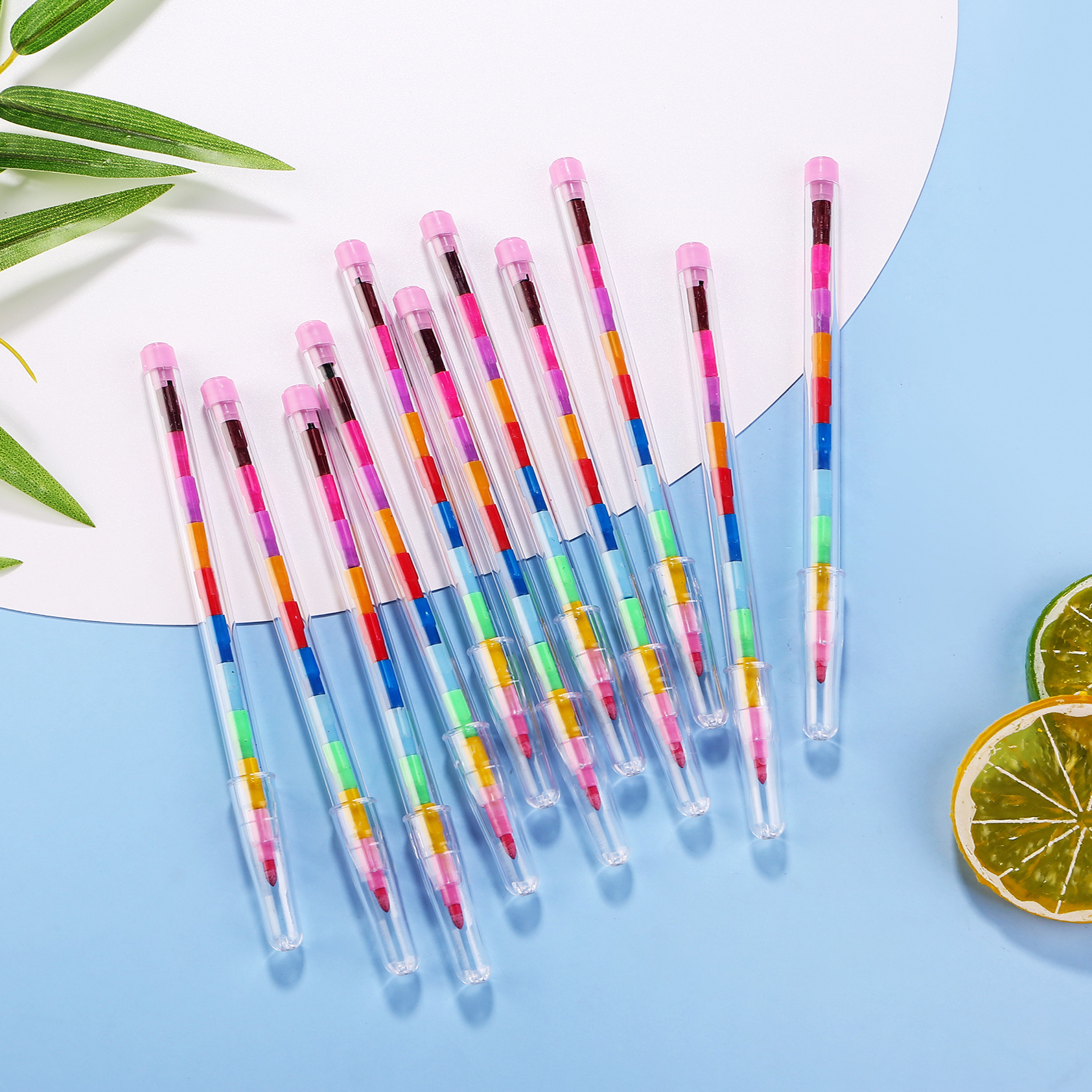 Creative Building Blocks Coloring Crayons 11 Colors Round Crayons Oil Pastels Color Pens Colorful Student Stationery Prizes Wholesale