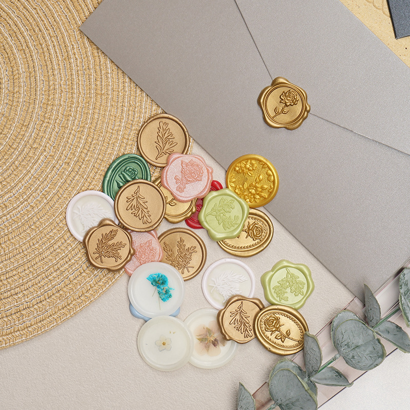 Sealing Wax Stamp Embossed Wax Seal Coin Wax Sticker Wedding Invitation Retro Decoration Self-Adhesive Envelope Seal Sticker