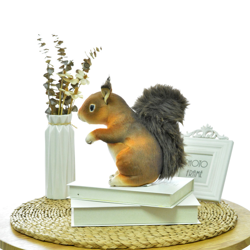 Cross-Border Simulation Squirrel Doll Plush Toy Cute Little Squirrel Doll Home Decoration Children's Comfort Cloth Doll