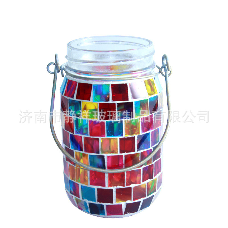 Manufacturer's Supply of Colorful Mosaic Sunshine Jars, Outdoor Hangings, Home Furnishings, Glass Mosaic Candlesticks