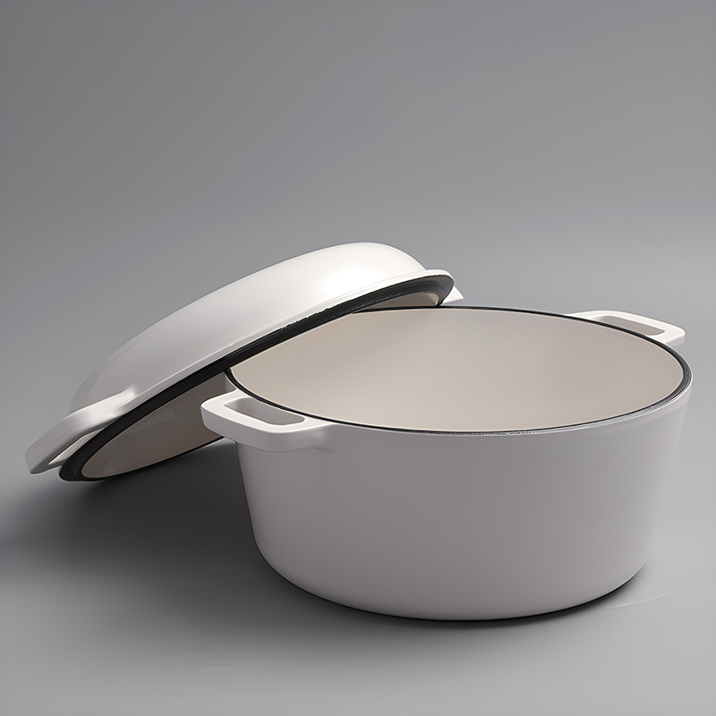 Cross-border Amazon Cast Iron Enamel Pot 2-in -1 Binaural Dual-use Thickened Bread Pot Dual-use Frying Pan Household Soup Pot