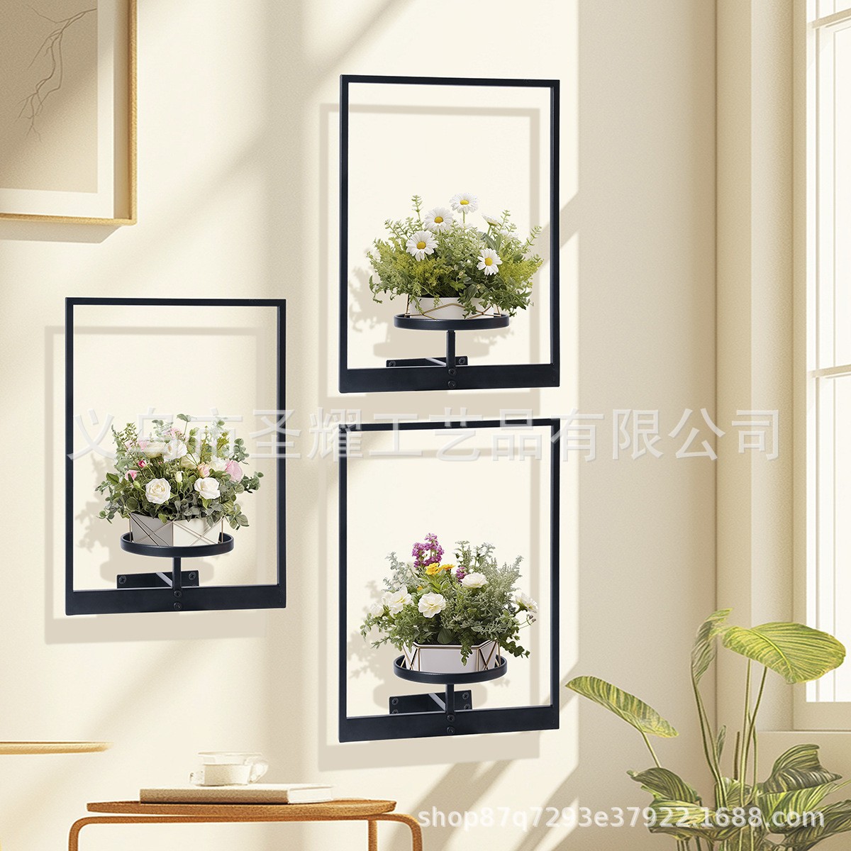 Cross-border Metal Storage Rack Wall-mounted Flowerpot Indoor and Outdoor Flower Rack Wall Decoration Flower Display Rack Ornaments