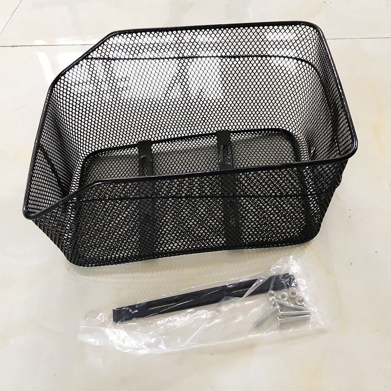 Rear shelf basket bicycle rear schoolbag basket pet basket metal storage basket student bicycle convenient basket