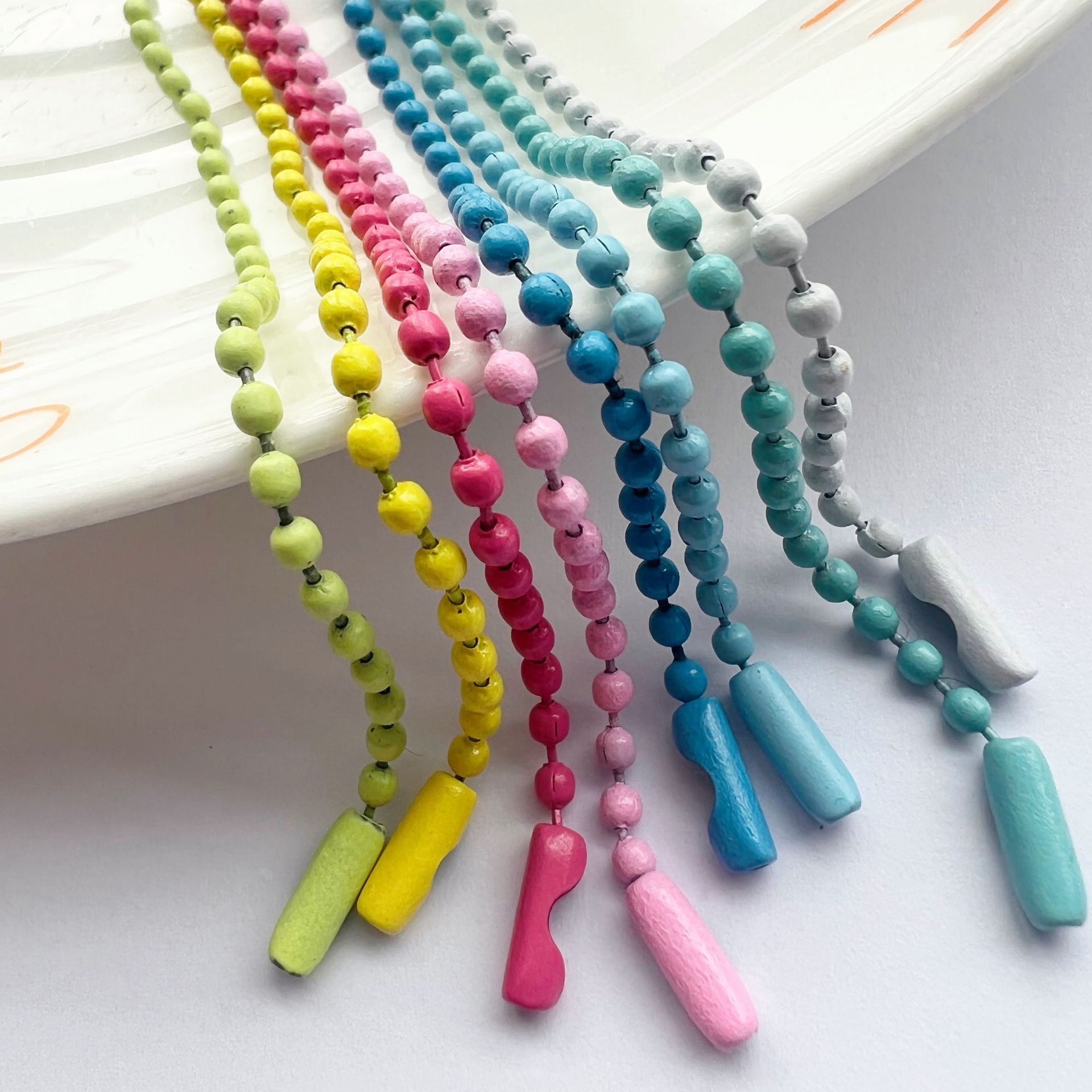 Factory candy color bead chain metal chain ball bead chain paint ball chain key chain diy jewelry accessories