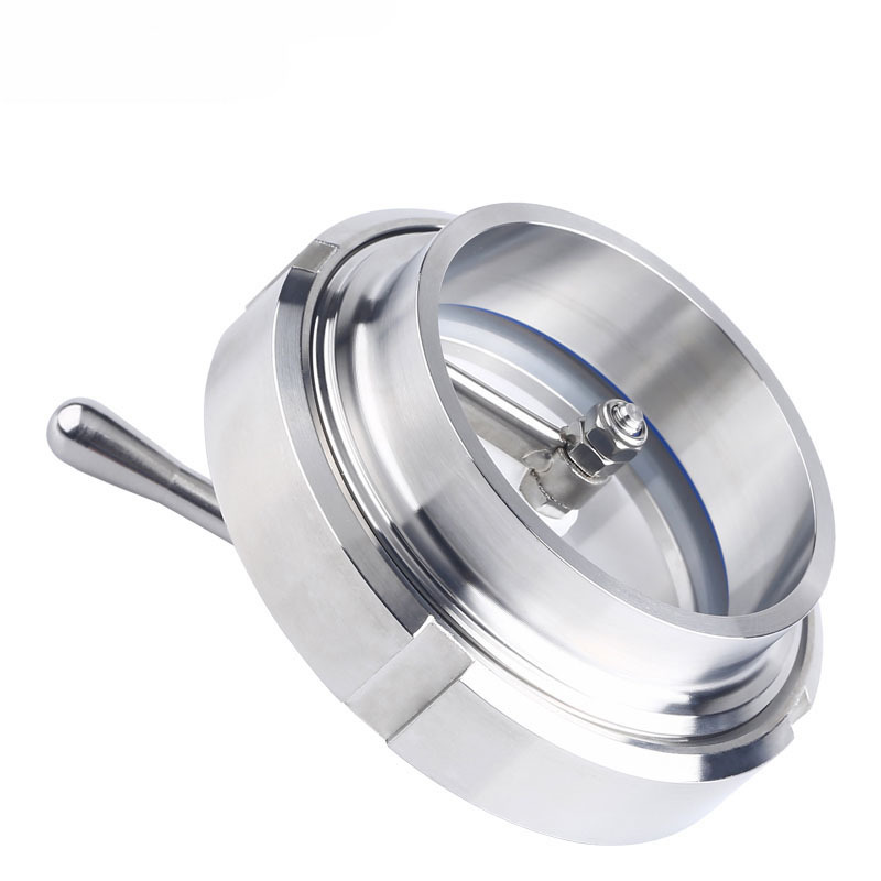 304 Stainless Steel Sanitary Welded Union Sight Glass with Brush Wiper Glass Observation Sight Glass Threaded Union Window